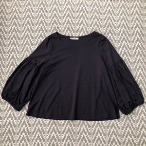 Bryn Walker women’s knit round neck long sleeve oversized lantern shirt size L